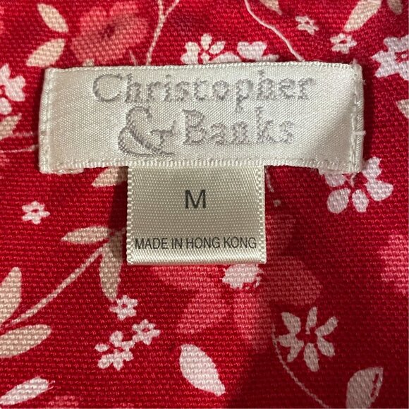 Vintage Christopher Banks Red Pink Floral Jacket Cottagecore Spring Modest M - Picture 3 of 11